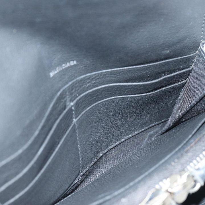 Top Quality Balenciaga Paper Manny Long Wallet Leather Black Silver 371661 Auth ar12342