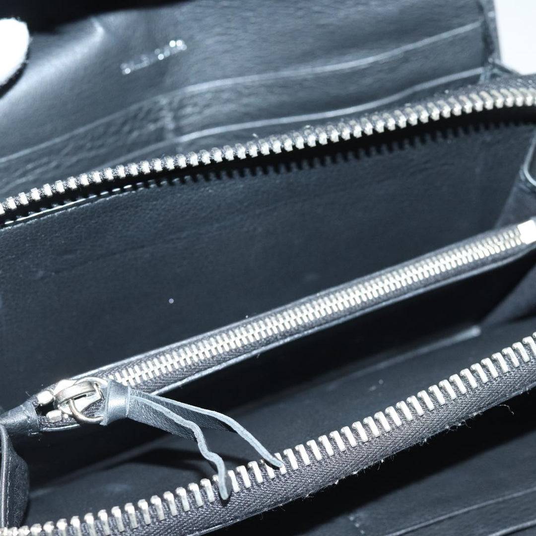 Top Quality Balenciaga Paper Manny Long Wallet Leather Black Silver 371661 Auth ar12342