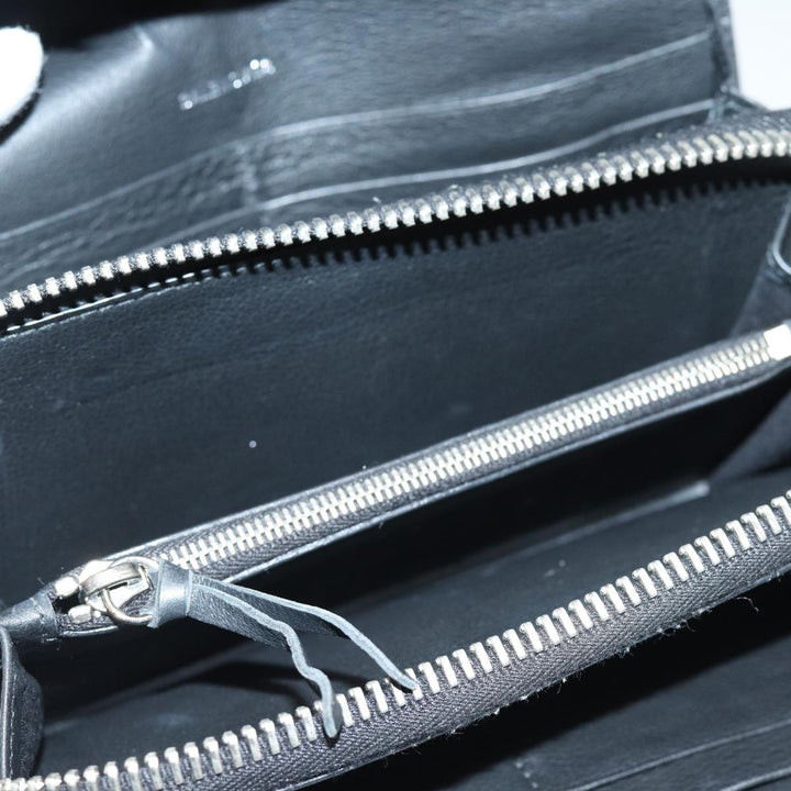 Top Quality Balenciaga Paper Manny Long Wallet Leather Black Silver 371661 Auth ar12342