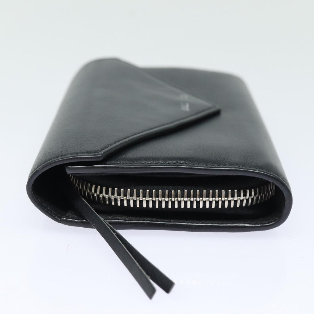 Top Quality Balenciaga Paper Manny Long Wallet Leather Black Silver 371661 Auth ar12342