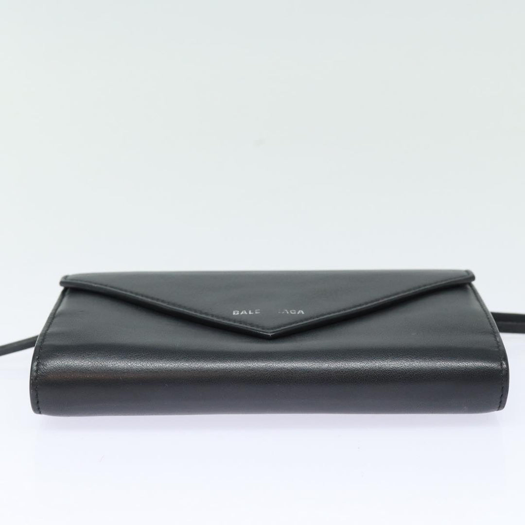 Top Quality Balenciaga Paper Manny Long Wallet Leather Black Silver 371661 Auth ar12342