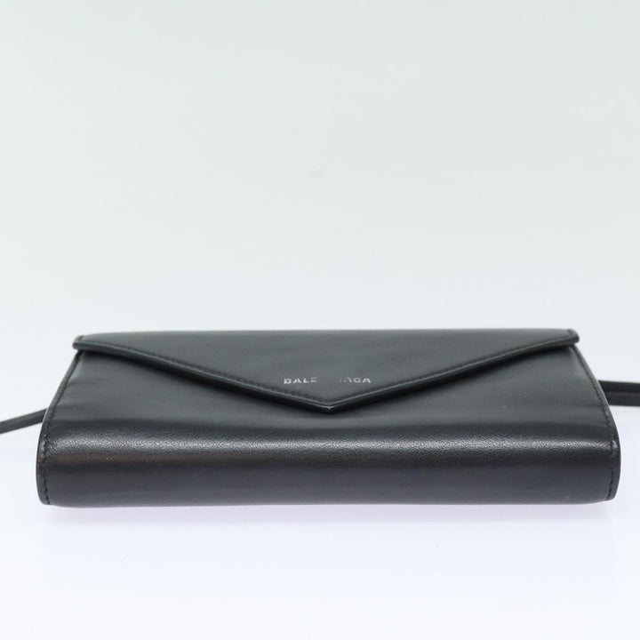 Top Quality Balenciaga Paper Manny Long Wallet Leather Black Silver 371661 Auth ar12342