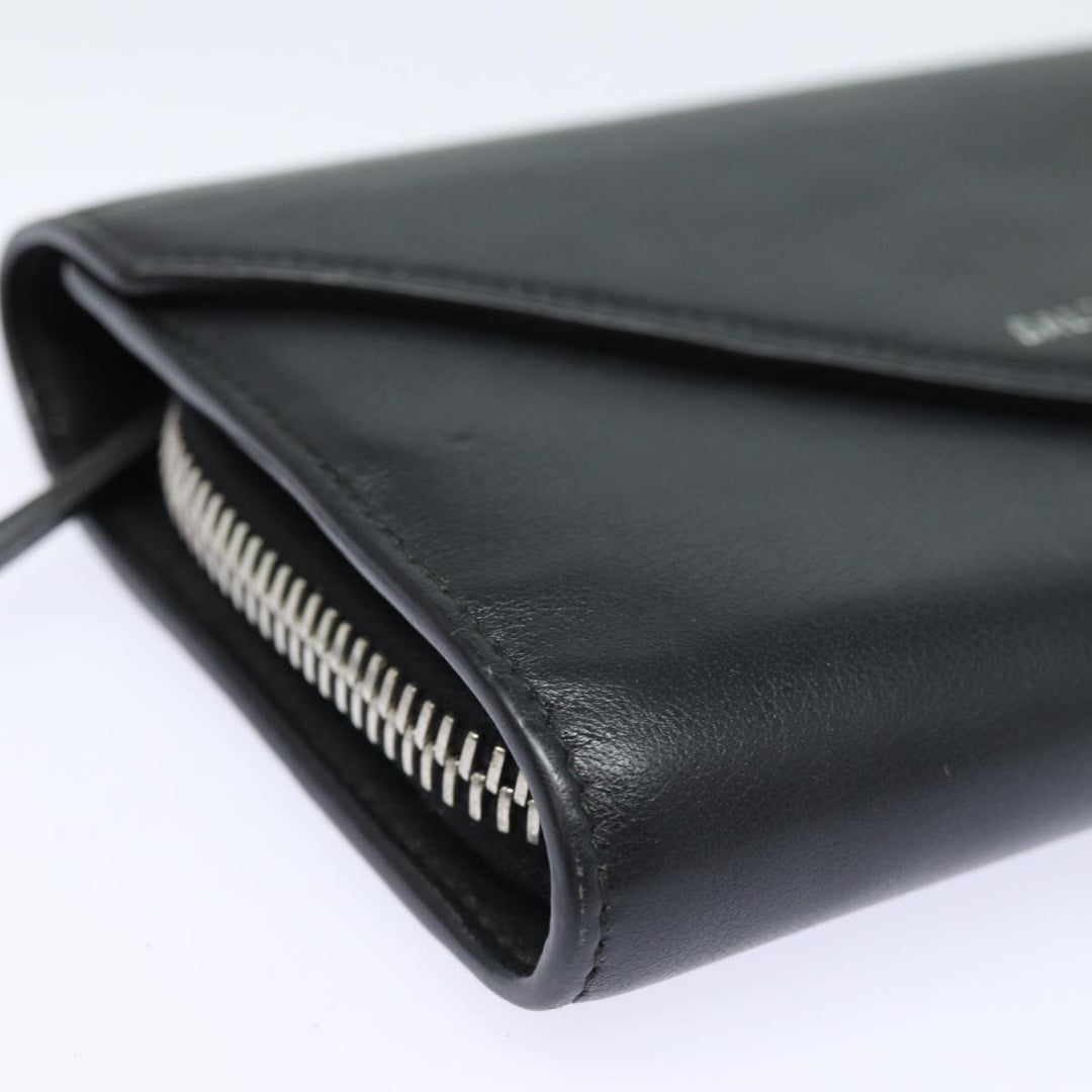 Top Quality Balenciaga Paper Manny Long Wallet Leather Black Silver 371661 Auth ar12342