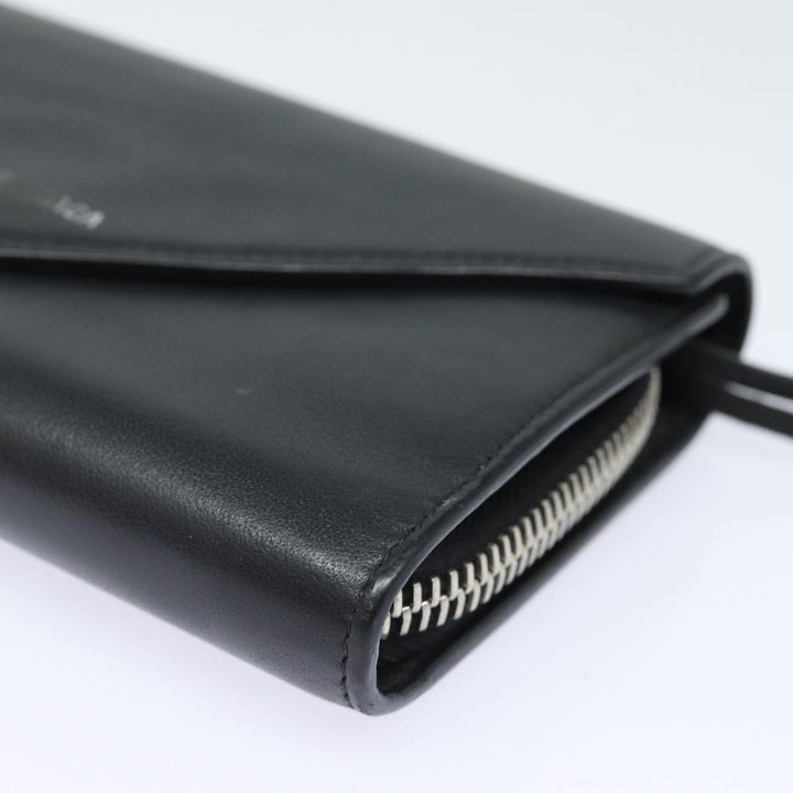 Top Quality Balenciaga Paper Manny Long Wallet Leather Black Silver 371661 Auth ar12342