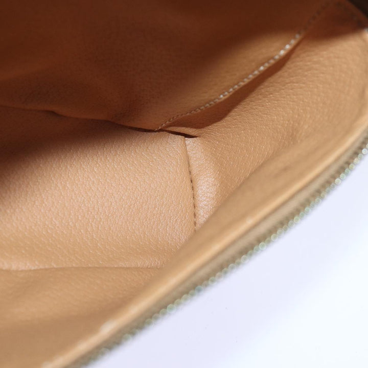 Celine Macadam Canvas Vanity Hand Bag PVC Brown Gold Auth ar12362