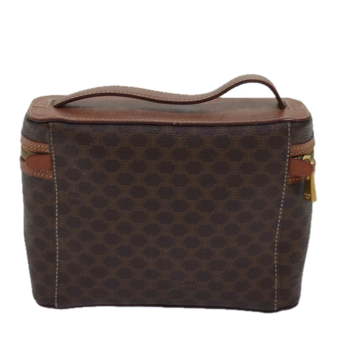 Celine Macadam Canvas Vanity Hand Bag PVC Brown Gold Auth ar12362