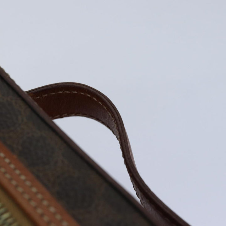 Celine Macadam Canvas Vanity Hand Bag PVC Brown Gold Auth ar12362