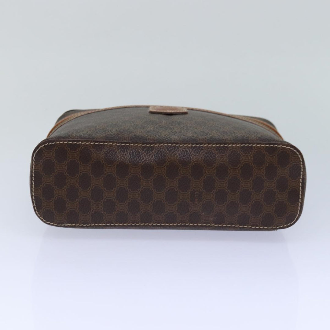 Celine Macadam Canvas Vanity Hand Bag PVC Brown Gold Auth ar12362