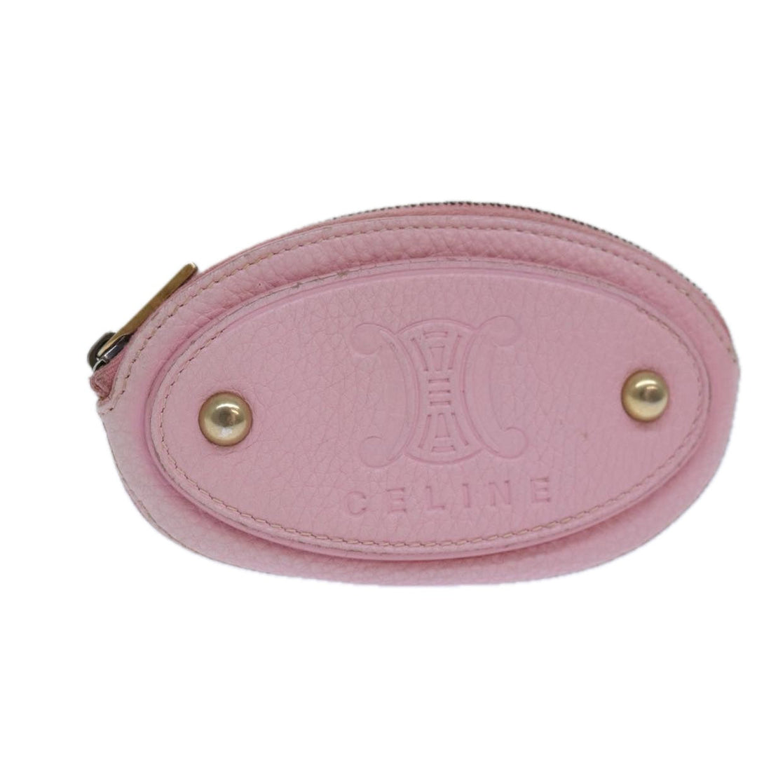Celine Coin Purse Leather Pink Gold Auth ar12367