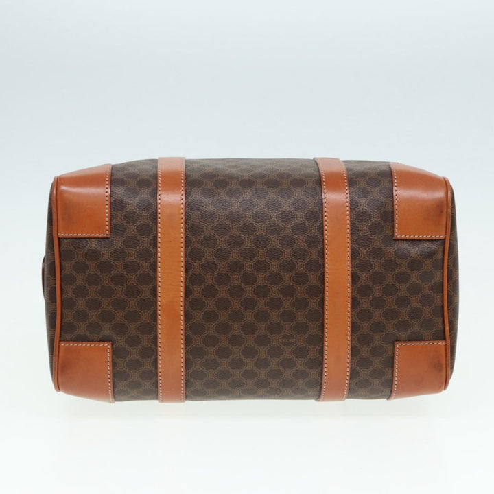 Celine Macadam Canvas Hand Bag PVC Leather Brown Gold Auth ar12375