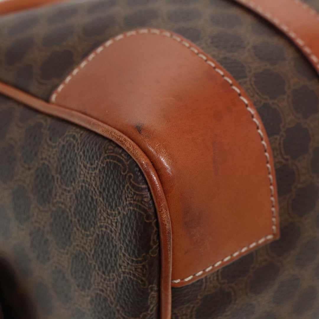 Celine Macadam Canvas Hand Bag PVC Leather Brown Gold Auth ar12375