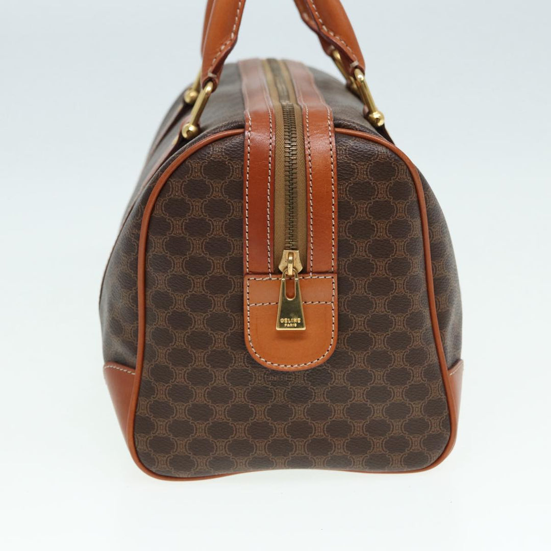 Celine Macadam Canvas Hand Bag PVC Leather Brown Gold Auth ar12375