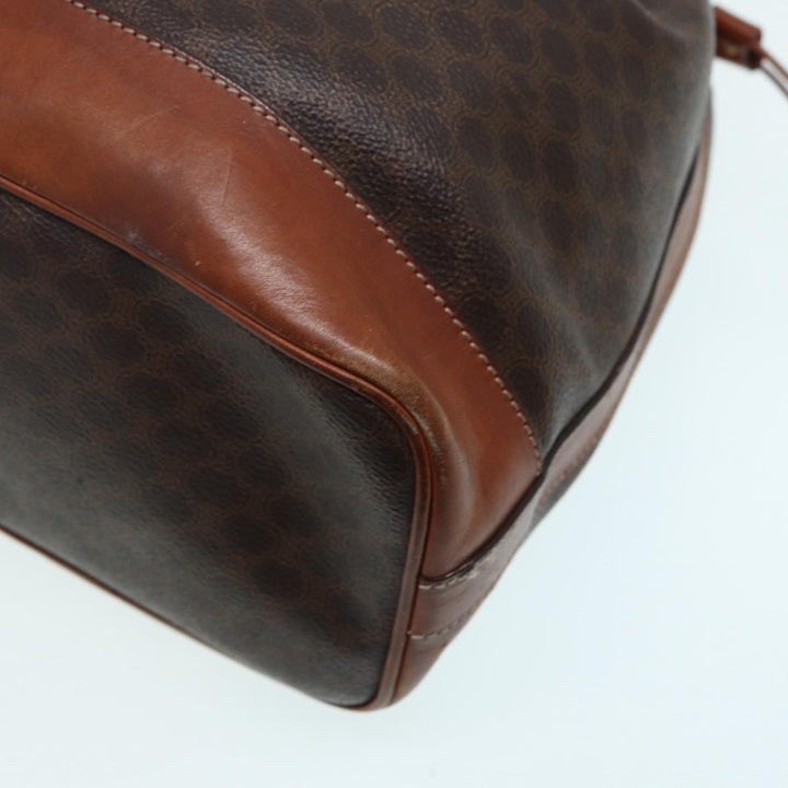 Celine Macadam Canvas Shoulder Bag PVC Leather Brown Silver Auth ar12406