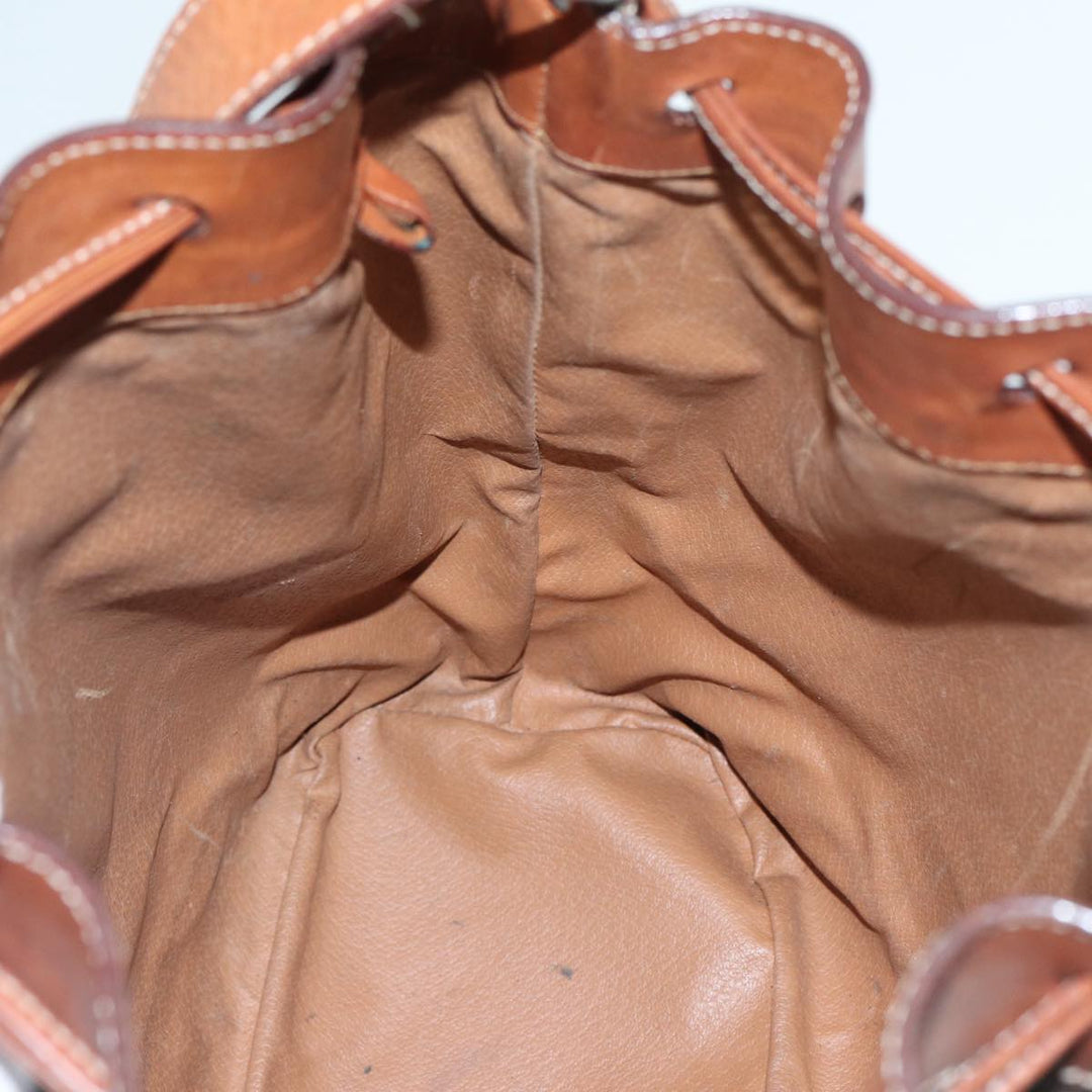 Celine Macadam Canvas Shoulder Bag PVC Leather Brown Silver Auth ar12406