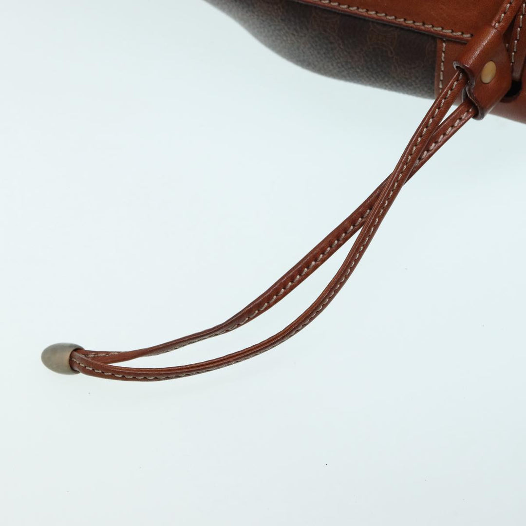 Celine Macadam Canvas Shoulder Bag PVC Leather Brown Silver Auth ar12406