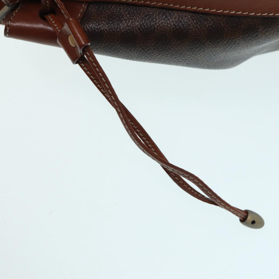 Celine Macadam Canvas Shoulder Bag PVC Leather Brown Silver Auth ar12406