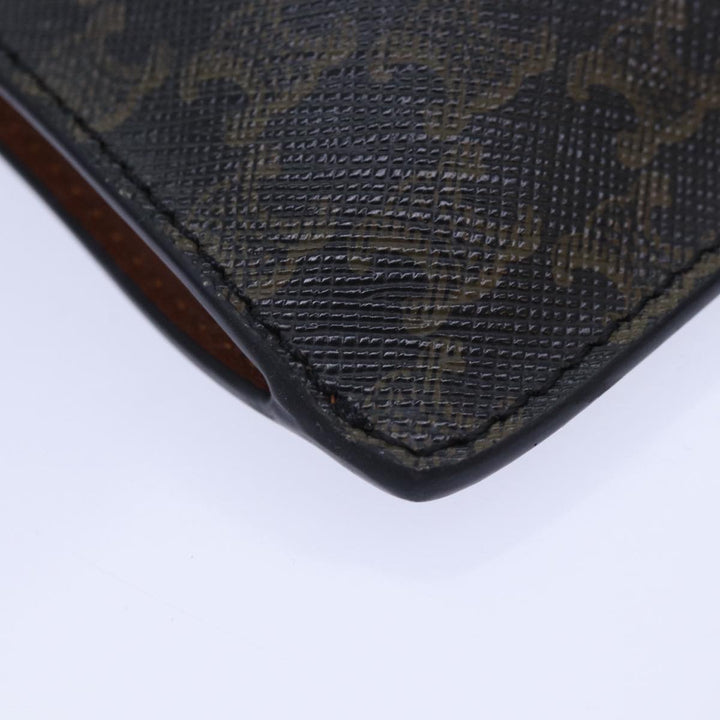 Celine Phone case Macadam Canvas PVC Leather Black Brown Auth ar12461