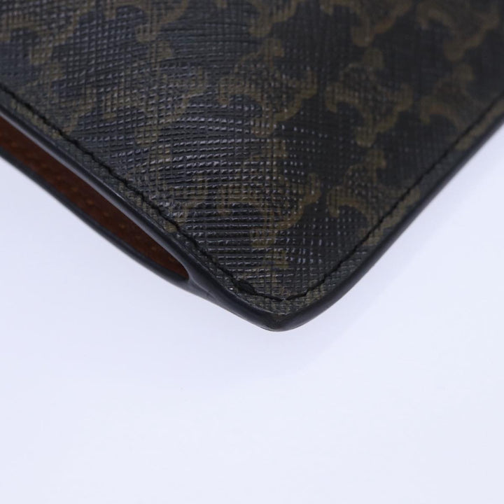 Celine Phone case Macadam Canvas PVC Leather Black Brown Auth ar12461