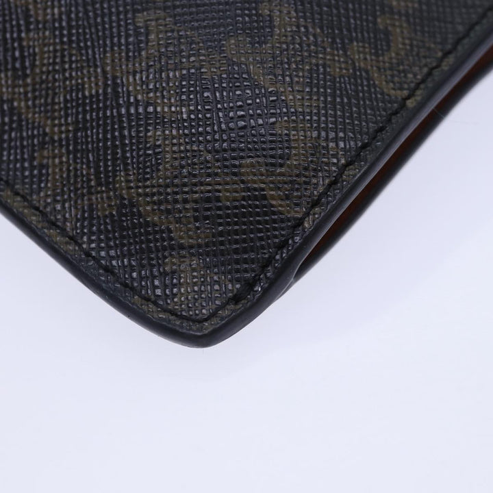 Celine Phone case Macadam Canvas PVC Leather Black Brown Auth ar12461