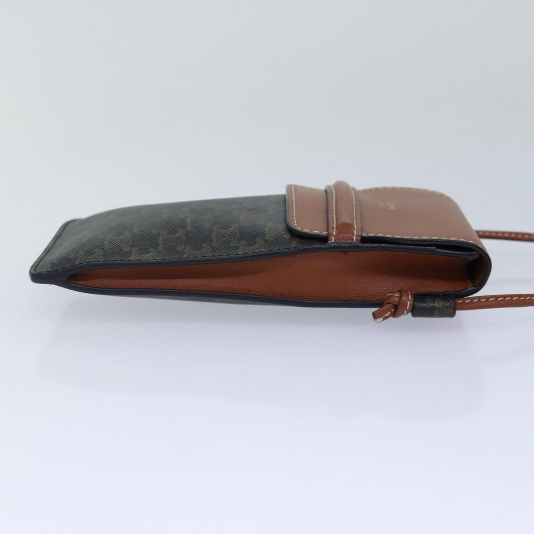 Celine Phone case Macadam Canvas PVC Leather Black Brown Auth ar12461