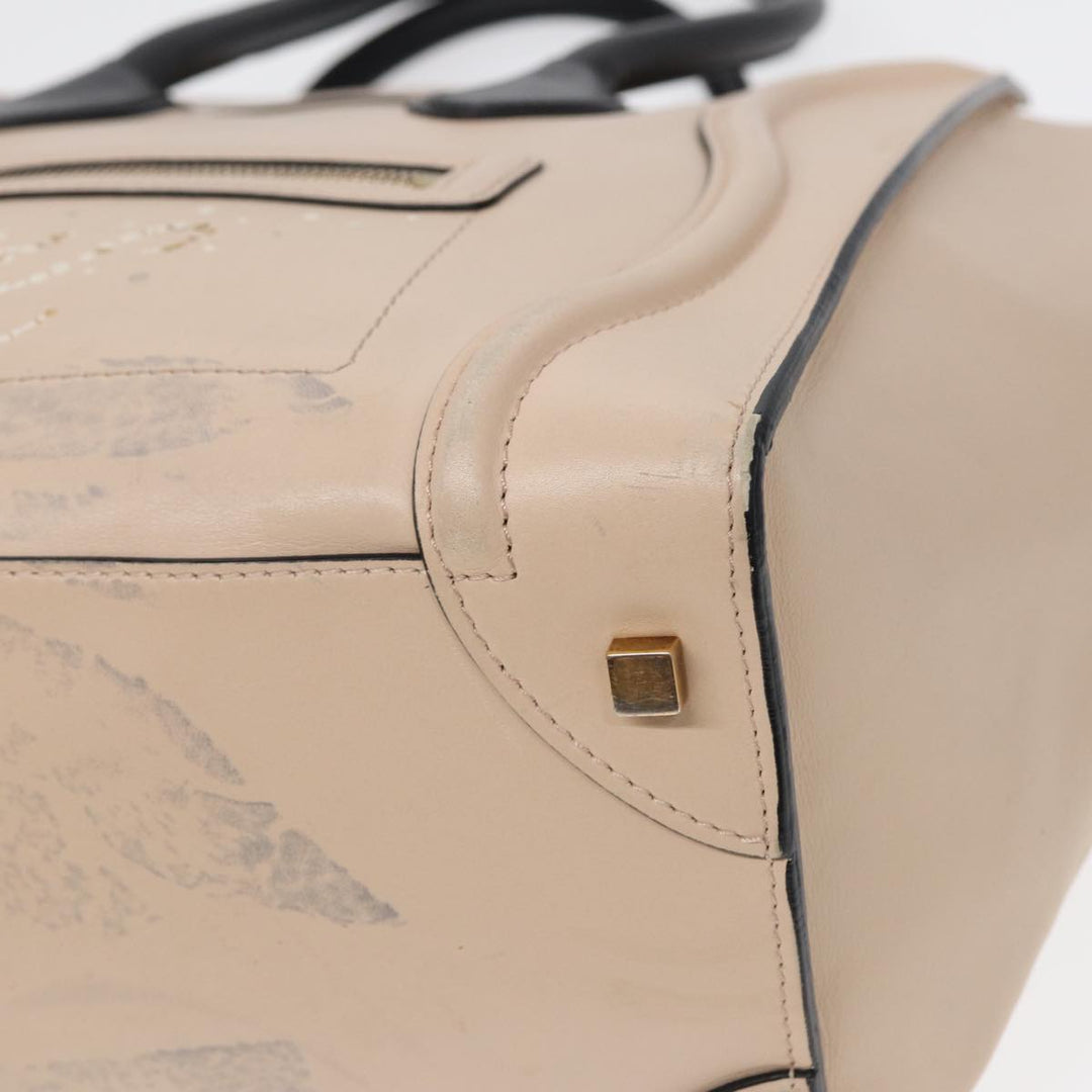 Celine Luggage Mini Shopper Hand Bag Leather Beige Auth ar12490