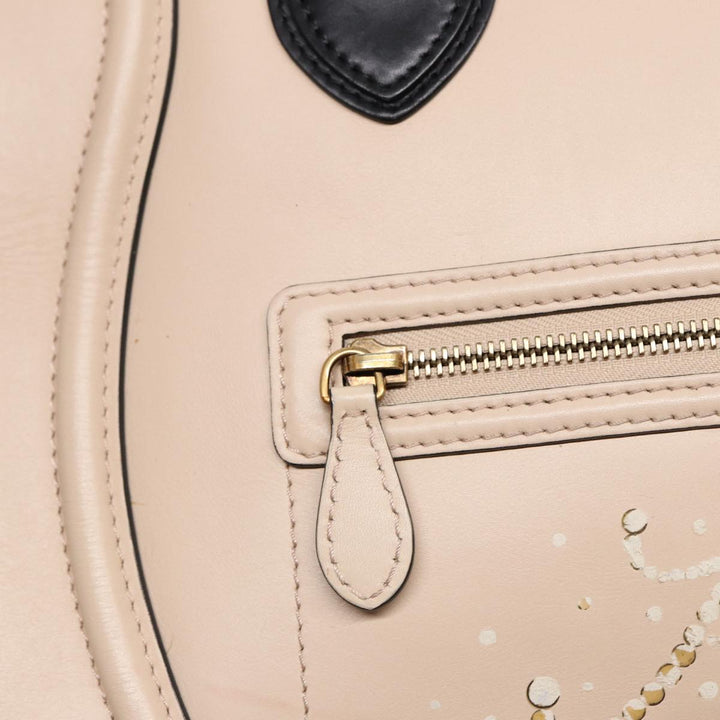 Celine Luggage Mini Shopper Hand Bag Leather Beige Auth ar12490