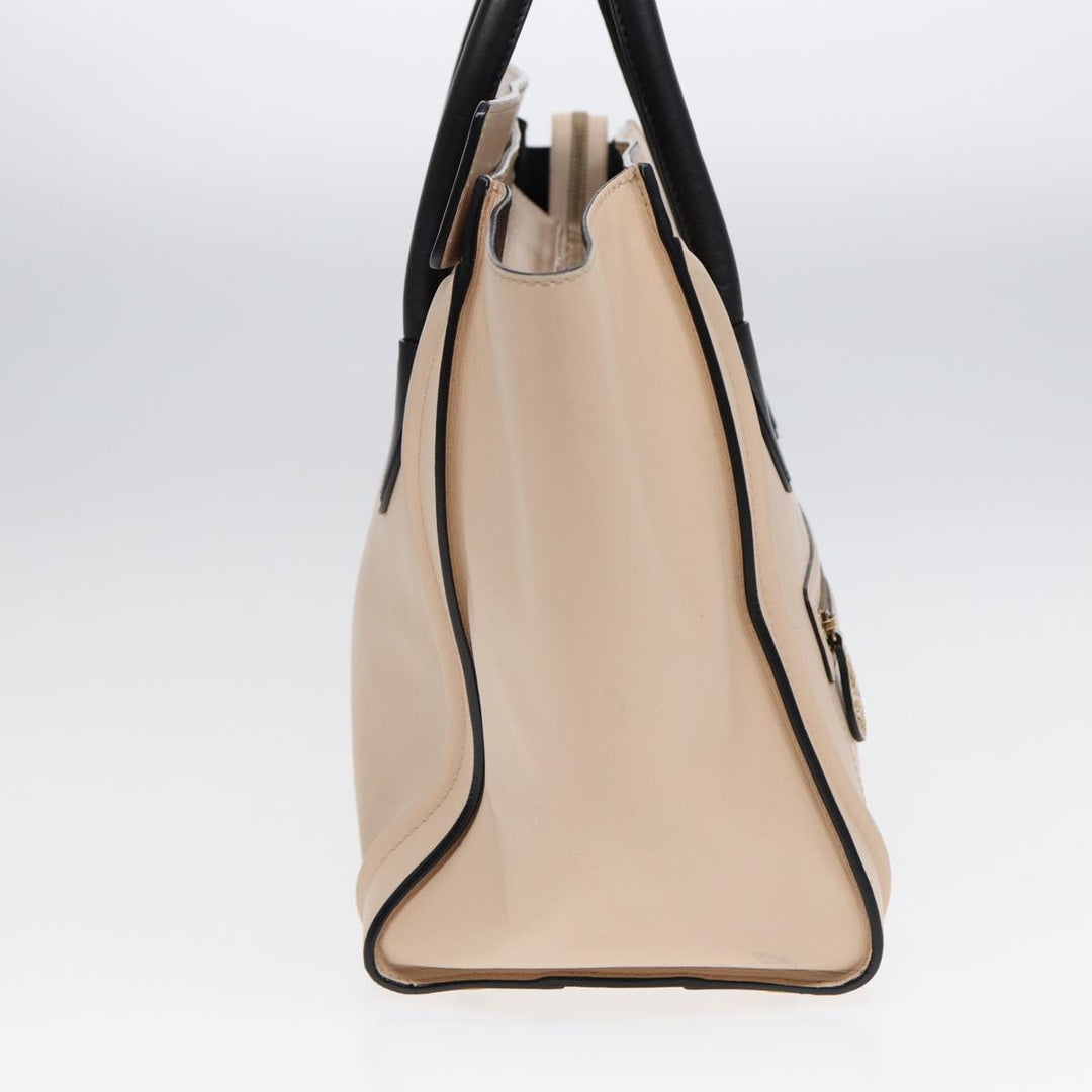 Celine Luggage Mini Shopper Hand Bag Leather Beige Auth ar12490