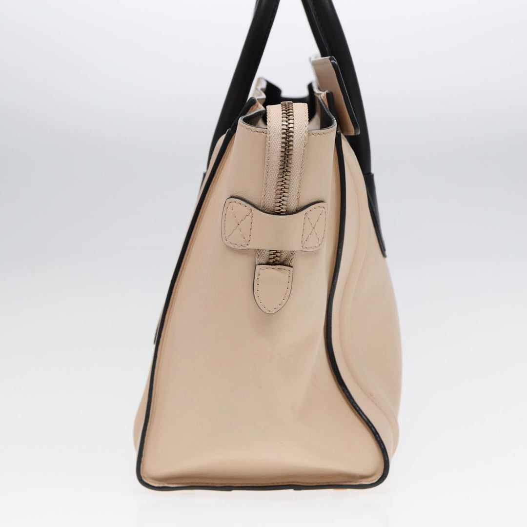 Celine Luggage Mini Shopper Hand Bag Leather Beige Auth ar12490