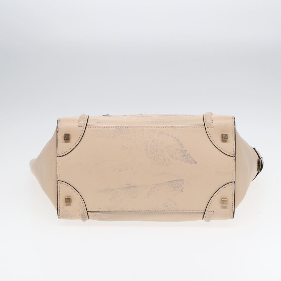 Celine Luggage Mini Shopper Hand Bag Leather Beige Auth ar12490