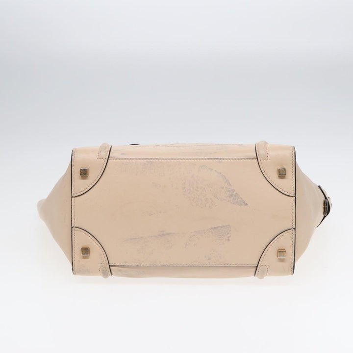 Celine Luggage Mini Shopper Hand Bag Leather Beige Auth ar12490
