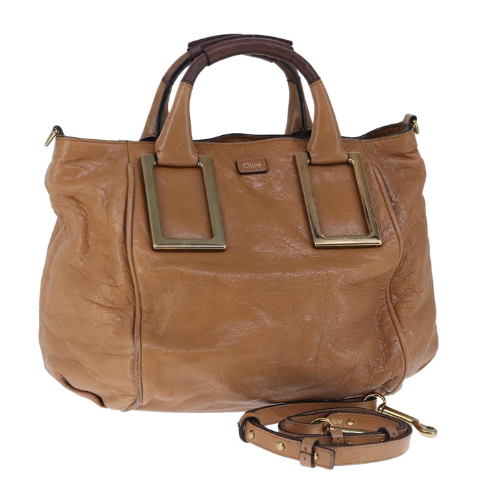 Chloe Etel Hand Bag Leather 2way Beige Gold ar13032