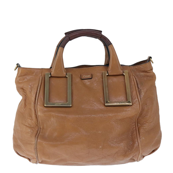 Chloe Etel Hand Bag Leather 2way Beige Gold ar13032