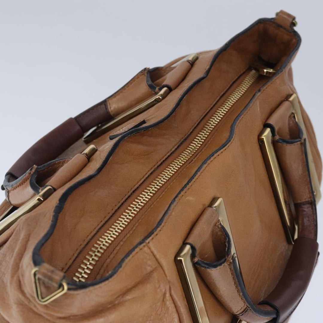 Chloe Etel Hand Bag Leather 2way Beige Gold ar13032