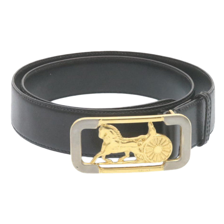 Celine Horse Carriage Belt Leather Black Gold  ar6038