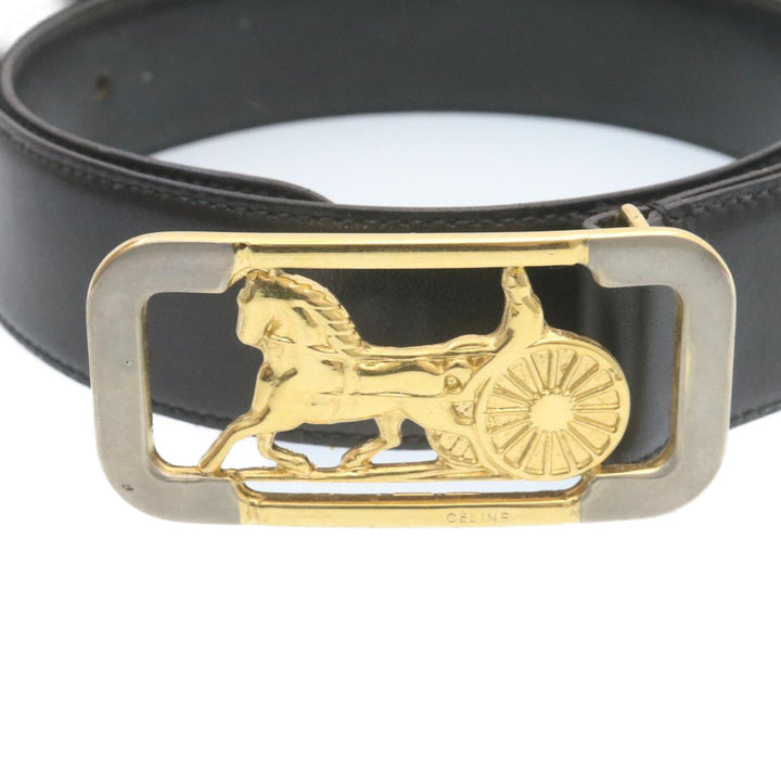 Celine Horse Carriage Belt Leather Black Gold  ar6038