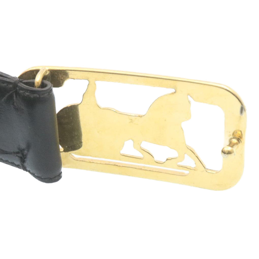 Celine Horse Carriage Belt Leather Black Gold  ar6038