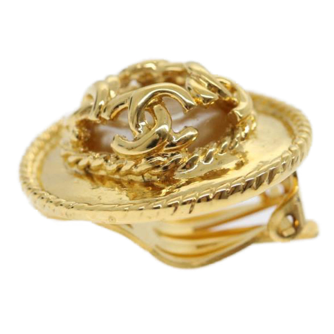 Top Quality Chanel COCO Mark Earring Gold CC Auth ar7354
