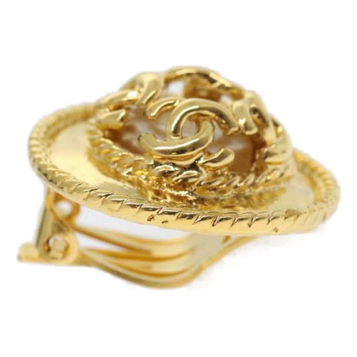 Top Quality Chanel COCO Mark Earring Gold CC Auth ar7354