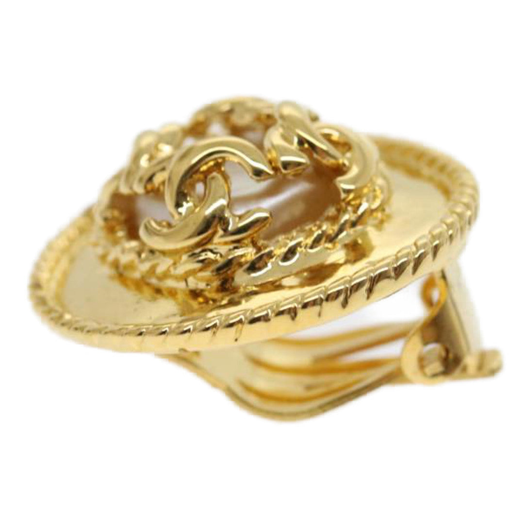 Top Quality Chanel COCO Mark Earring Gold CC Auth ar7354