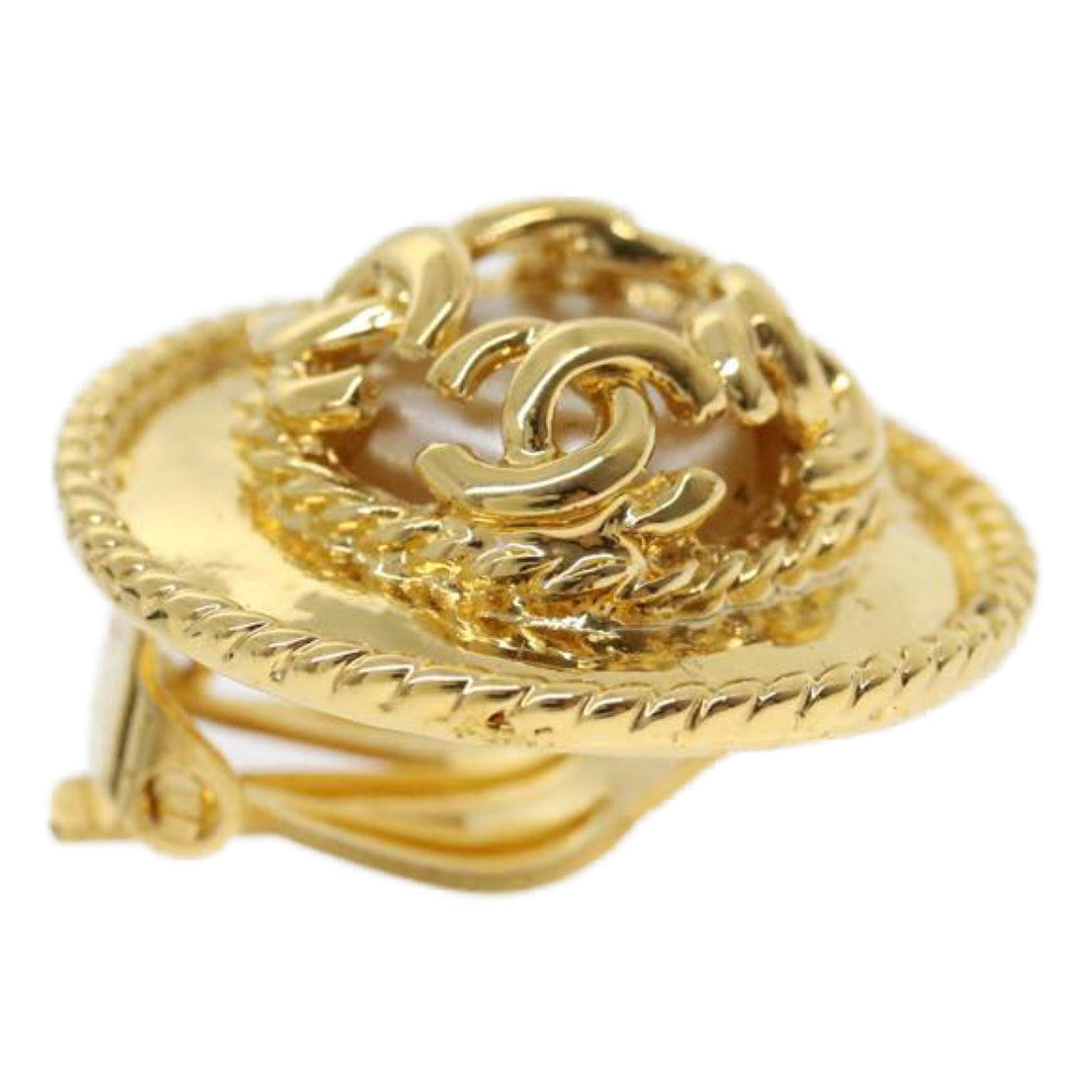 Top Quality Chanel COCO Mark Earring Gold CC Auth ar7354