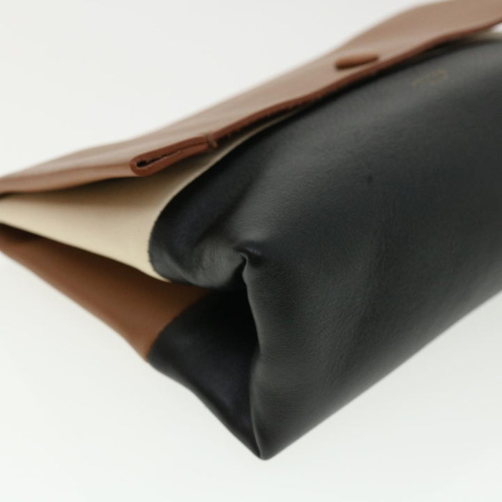 Celine Pouch Leather Black Brown  ar8106B
