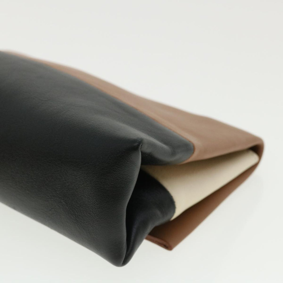 Celine Pouch Leather Black Brown  ar8106B