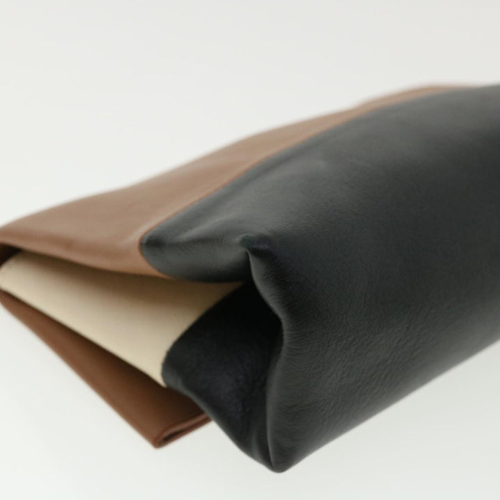 Celine Pouch Leather Black Brown  ar8106B