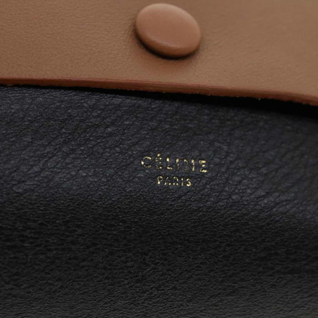 Celine Pouch Leather Black Brown  ar8106B