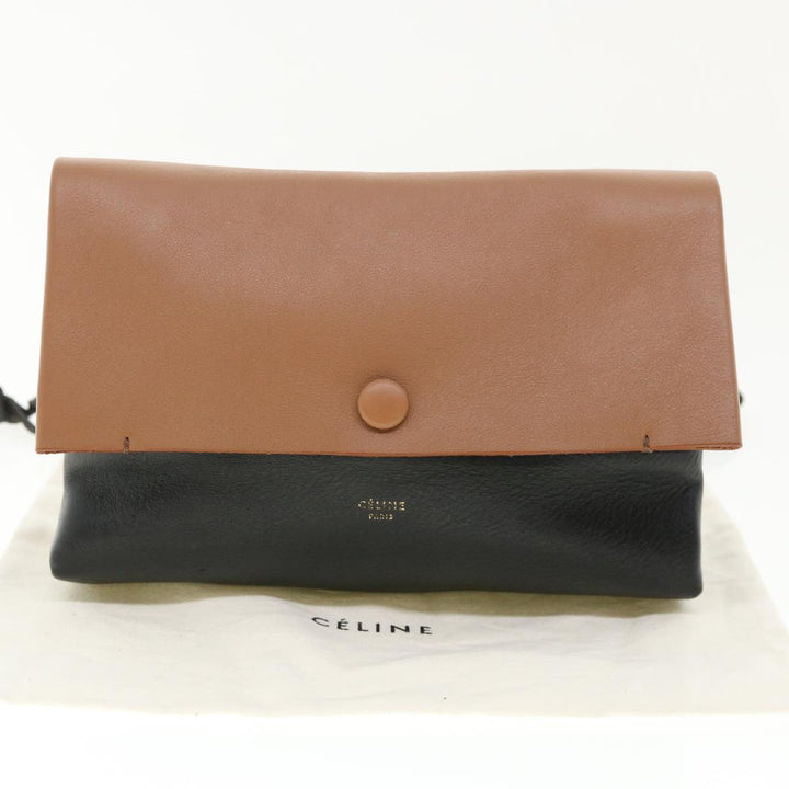 Celine Pouch Leather Black Brown  ar8106B