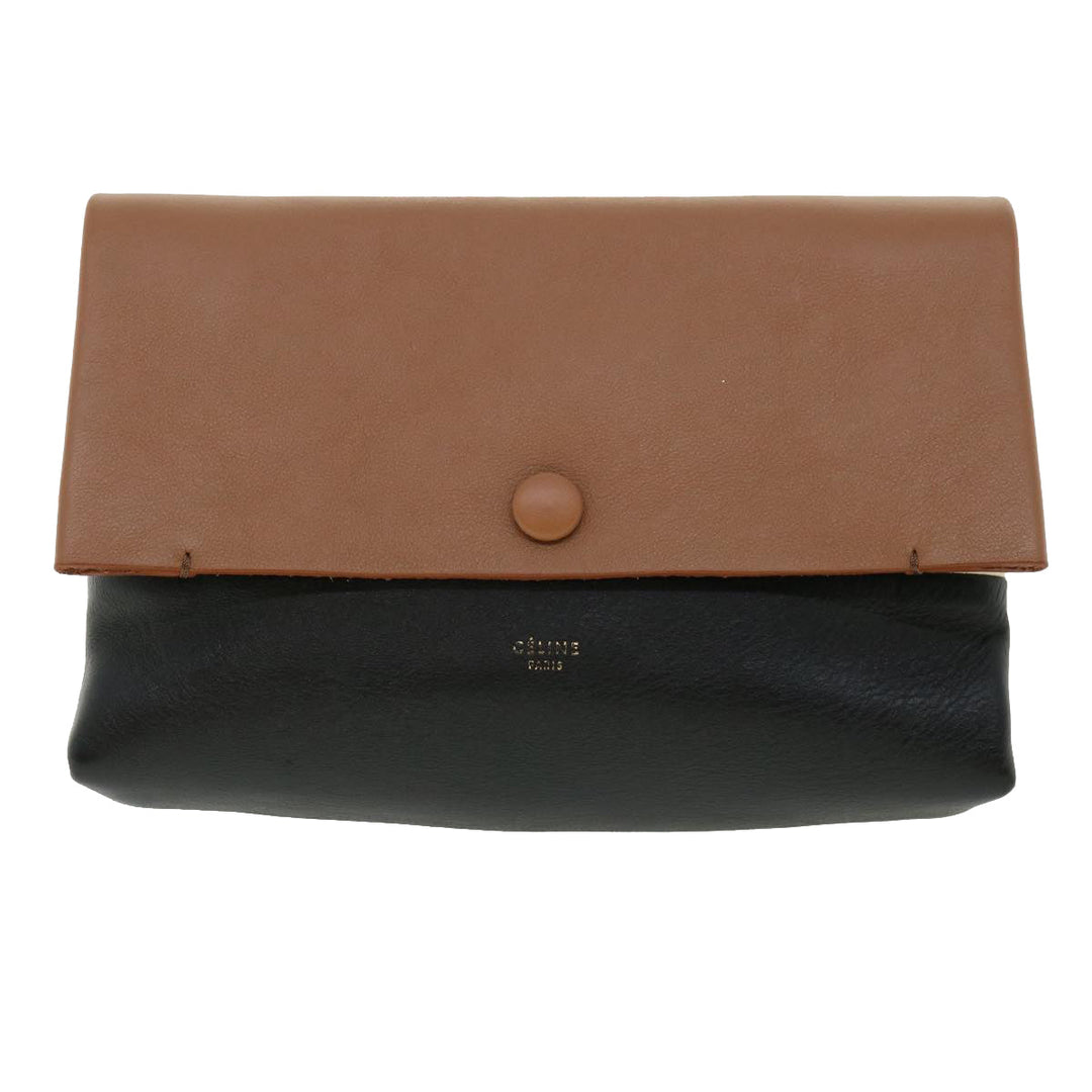 Celine Pouch Leather Black Brown  ar8106B