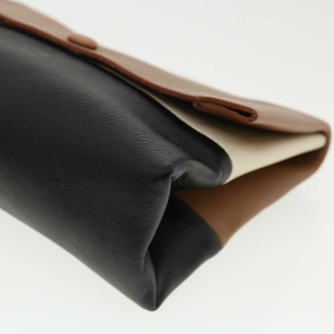 Celine Pouch Leather Black Brown  ar8106B