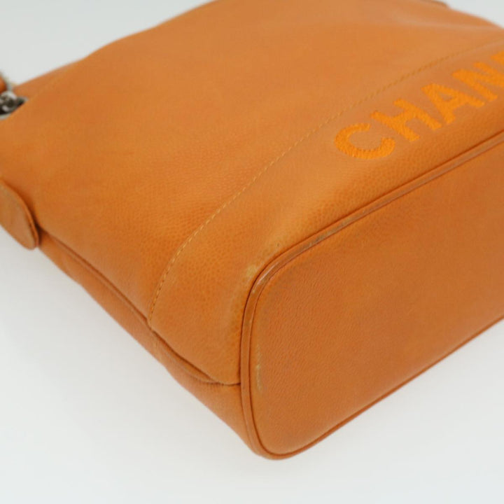 Chanel Chain Shoulder Bag Caviar Skin Orange CC Auth ar8526