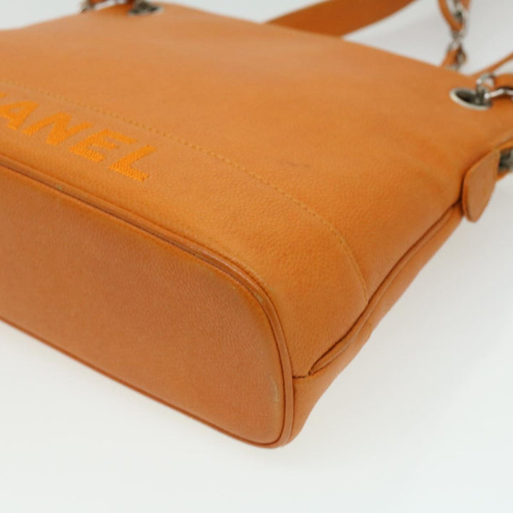 Chanel Chain Shoulder Bag Caviar Skin Orange CC Auth ar8526