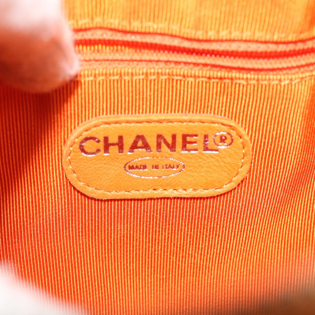 Chanel Chain Shoulder Bag Caviar Skin Orange CC Auth ar8526